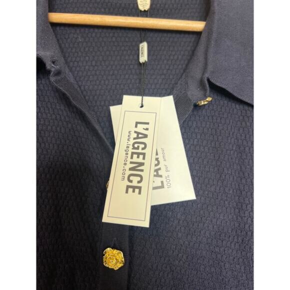 NWT L'agence Sterling Jewel-Button Collar Lightweight Sweater Black Size: XL - Picture 4 of 8